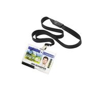 DURABLE Porte-carte de sécurité PUSHBOX pour 1 carte avec lacet textile, 10 pc, Noir, 892701