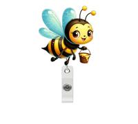Porte Badge Retractable, Badge Infirmiere avec Clip Rétractable, Badge Enrouleur Amusants pour Étudiants, Avec motif de Dessin Animé, pour Les Médecins, Les Enseignants et Les Étudiants (abeille)