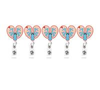 Porte-badge rétractable durable Crocodilian Mouth Design for Nurses Teachers Students Offices ID Cards 5 pcs (cœur)