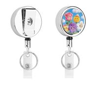 Porte-badge rétractable en métal avec joli motif de fleurs bleu ciel - Porte-badge portable en nylon - Cordon en acier inoxydable - 67 cm - Pour carte d'identité