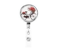 Porte-badge rétractable en métal robuste avec pince crocodile - Rouge - Bobine de badge pour infirmière, médecin, travailleur