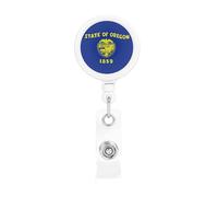 Porte-badge rétractable en plastique avec drapeau de l'État de l'Oregon pour glisser facilement les cartes, peut stocker et afficher des cartes de visite