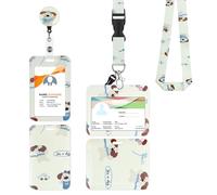 Porte Badge Tour de Cou 2 Pcs Porte-Badge avec Portant Cordon Pour Carte d'Identification Protege Carte Bancaire Carte de Bureau Porte Carte Bus(puppy)