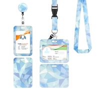 Porte Badge Tour de Cou 2 Pcs Porte-Badge avec Portant Cordon Pour Carte d'Identification Protege Carte Bancaire Carte de Bureau Porte Carte Bus(Blue)