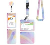 Porte Badge Tour de Cou 2 Pcs Porte-Badge avec Portant Cordon Pour Carte d'Identification Protege Carte Bancaire Carte de Bureau Bus (Color)