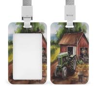 Porte-badge tracteur à la ferme avec lanière verticale en plastique pour cartes avec fenêtre transparente et clips amovibles pour infirmière, médecin, enseignant, bureau