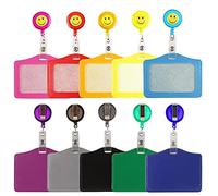 Porte-Badge Translucide en Cuir 10Pcs Porte-Cartes avec Badge d'Identité Badge Carte de Travail avec Clip Rétractable Porte-cartes Multicolores pour Permis de Conduire Carte d’Identité