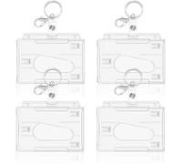 Porte badge transparent lot de 4 porte cartes pour cartes proximité cartes de crédit ID et carte de transport format horizontal