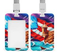 Porte-badge vertical avec cordon de protection durable pour bureau, infirmières, employés, drapeau de la côte portoricaine