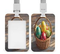 Porte-badge vertical en plastique avec cordon de séparation pour panier et œufs de Pâques - Étanche - Pour bureau, médecin, thé, voyage