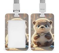 Porte-badge vertical en plastique pour carte d'identité - Motif loutre de dessin animé - Avec cordon - Étanche - Pour employés de bureau