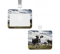 Porte-badge vertical en plastique pour carte d'identité - Protection de la vache de la ferme - Porte-badge avec cordon - Porte-badge étanche - Pour employés de bureau