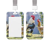 Porte-badge vertical en plastique pour protéger le coq et la poule avec lanière - Porte-carte d'identité étanche - Pour employés de bureau