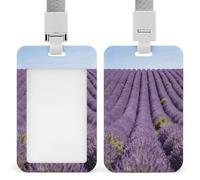 Porte-badge vertical imperméable à motif de vagues violettes - Étui de protection amovible pour porte-badge - Pour enseignant, infirmière, médecin