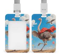 Porte-badge vertical robuste en autruche étanche avec lanière détachable pour étiquette de nom - Cadeau pour infirmière, médecin, enseignant, bureau, femme et homme