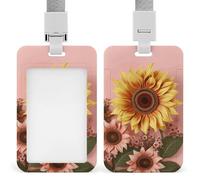 Porte-badge vertical robuste en forme de tournesol étanche avec lanière détachable pour étiquette de nom - Cadeau pour infirmière, médecin, enseignant, bureau, femme et homme
