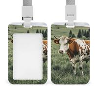 Porte-badge vertical robuste en forme de vache étanche avec lanière détachable pour étiquette de nom - Cadeau pour infirmière, médecin, enseignant, bureau, femme et homme