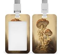 Porte-badge vintage en forme de champignons avec lanière verticale en plastique pour cartes, pochette de protection avec fenêtre transparente et clips amovibles pour étiquette nominative pour
