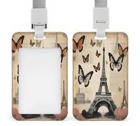 Porte-badge vintage Paris Tour Eiffel vertical à suspendre en plastique transparent pour badge nominatif, porte-badge, porte-badge, porte-nom, porte-nom étanche pour infirmière, officier