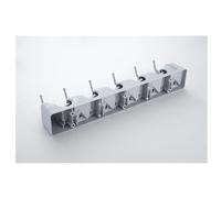 Porte-Balai 6 Crochets à 5 Positions Multifonction Mural et Cuisine | ABS Plastique, Fixation avec Vis, Gain de Place, Antidérapant, pour Jardin, Support Robuste Gris