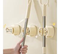 Porte-Balai PP pour Cuisine Salle de Bain Porte-Balai PP pour(A) | Fixation adhésive forte, sans perçage, protège les murs, idéal location, installation en 1 minute