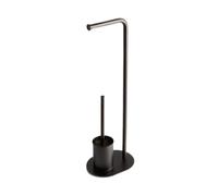 PORTE-BALAIS ET PORTE-ROULEAU DE PAPIER TOILETTE OVALES NOIRS MATS