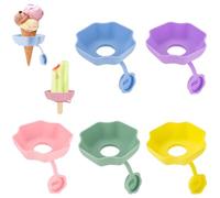 Porte-bâtonnet de glace | 5 supports réutilisables en silicone anti-goutte | Support pour cornet de glace en silicone | Pour Extérieur Piscine Plage Fête Barbecue Pique-Nique Camping Voyage Été Goûter