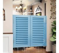 Porte Battante Café Portes Battantes, Porte Saloon de Séparation à persiennes, Cuisine Rétro en Bois Massif Épais, pour Salle de Bain buanderie toilettes Bleu-W70×H90cm(Porte double)