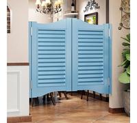 Porte Battante Café Portes Battantes, Porte Saloon de Séparation à persiennes, Cuisine Rétro en Bois Massif Épais, pour Salle de Bain buanderie toilettes Bleu-W70×H90cm(Porte double)