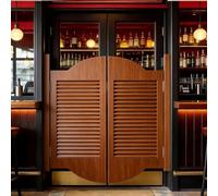 Porte Battante Intérieure à Lamelles 70cm 102cm 150cm 160cm, Porte de Séparation en Bois avec Charnières 180°, Portes Saloon Facile à Installer pour Couloir Maison(Brown,71x90 cm (WxH))
