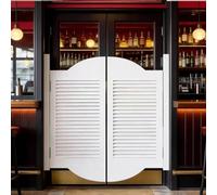 Porte Battante Intérieure à Lamelles 70cm 102cm 150cm 160cm, Porte de Séparation en Bois avec Charnières 180°, Portes Saloon Facile à Installer pour Couloir Maison(White,119x100 cm (WxH))