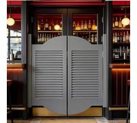 Porte Battante Intérieure à Lamelles 70cm 102cm 150cm 160cm, Porte de Séparation en Bois avec Charnières 180°, Portes Saloon Facile à Installer pour Couloir Maison(Gray,150x90 cm (WxH))