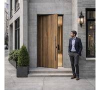 Porte battante moderne de couleur marron Porte sécurisée à ouverture axiale Portes pour maisons de vacances
