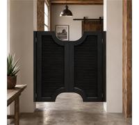 Porte Battante Placard De 90 Cm, Porte Western Bois Naturel Robuste, Saloon | Deux Vantaux, Persiennes Rétro Et Fermeture Automatique, Charnières Pour Cuisine, Couloir Ou Entrée(Black4,42"/107cm)