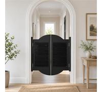 Porte Battante Placard De 90 Cm, Porte Western Bois Naturel Robuste, Saloon | Deux Vantaux, Persiennes Rétro Et Fermeture Automatique, Charnières Pour Cuisine, Couloir Ou Entrée(Black5,29"/74cm)