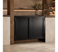Porte Battante Placard De 90 Cm, Porte Western Bois Naturel Robuste, Saloon | Deux Vantaux, Persiennes Rétro Et Fermeture Automatique, Charnières Pour Cuisine, Couloir Ou Entrée(Black1,41"/104cm)