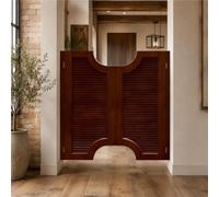 Porte Battante Placard De 90 Cm, Porte Western Bois Naturel Robuste, Saloon | Deux Vantaux, Persiennes Rétro Et Fermeture Automatique, Charnières Pour Cuisine, Couloir Ou Entrée(Brown3,59"/150cm)