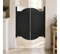 Porte Battante Placard De 90 Cm, Porte Western Bois Naturel Robuste, Saloon | Deux Vantaux, Persiennes Rétro Et Fermeture Automatique, Charnières Pour Cuisine, Couloir Ou Entrée(Black6,31"/79cm)