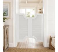 Porte Battante Placard De 90 Cm, Porte Western Bois Naturel Robuste, Saloon | Deux Vantaux, Persiennes Rétro Et Fermeture Automatique, Charnières Pour Cuisine, Couloir Ou Entrée(White2,53"/135cm)
