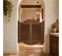 Porte Battante Placard De 90 Cm, Porte Western Bois Naturel Robuste, Saloon | Deux Vantaux, Persiennes Rétro Et Fermeture Automatique, Charnières Pour Cuisine, Couloir Ou Entrée(Brown5,32"/81cm)