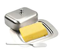 Porte-beurre - Récipient de rangement en acier inoxydable, beurrier couvert, grand beurrier avec couvercle et épandeur décoratif pour la maison, le comptoir de cuisine, plateau à fromage sans danger