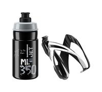 Elite Kit CEO Noir Brillant + Bidon Jet 350ml Noir Logo Gris, Porte-Bidon et Bouteille Enfant pour Vélo