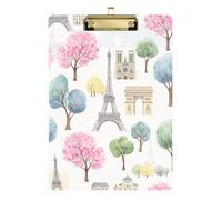 Porte-bloc à dessin d'arbres de Paris - Joli porte-bloc - Taille standard avec clip en métal discret - Pour étudiants, femmes, hommes