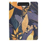 Porte-bloc avec dossier, motif feuilles colorées, impression artistique, A4, porte-bloc double pince, porte-stylo, tableau à clip avec couverture