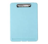 Porte-bloc de rangement en plastique, dossier slim avec porte-stylo | Durable, capacité 200 feuilles, avec logement stylo, idéal pour bureau, école et voyage Bleu clair
