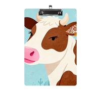 Porte-bloc en acrylique à tête de vache avec bouche rose - Format A4 - Porte-bloc standard avec clip profilé en métal - Support de fichier suspendu pour enseignant, travailleur social, fournitures de