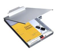 Porte-bloc en métal avec support de rangement - Classeur en aluminium avec boîte à clip haute capacité - Loquet autobloquant - 35,6 x 23,5 cm