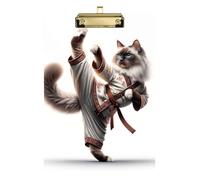 Porte-bloc Kung Fu Cat Ragdoll avec crochet pour enfants, garçons et filles, languette de suspension rétractable 31,8 x 22,9 cm