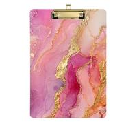 Porte-bloc marbré or rose vif - Format A4 - 31,8 x 22,9 cm - Planches à pince à menu avec clip discret pour étudiants, enseignants, accessoires de laboratoire