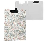 Porte-bloc mignon à motif de fleurs sauvages aquarelle, format A4, porte-bloc pliable pour bureau, école avec double clips